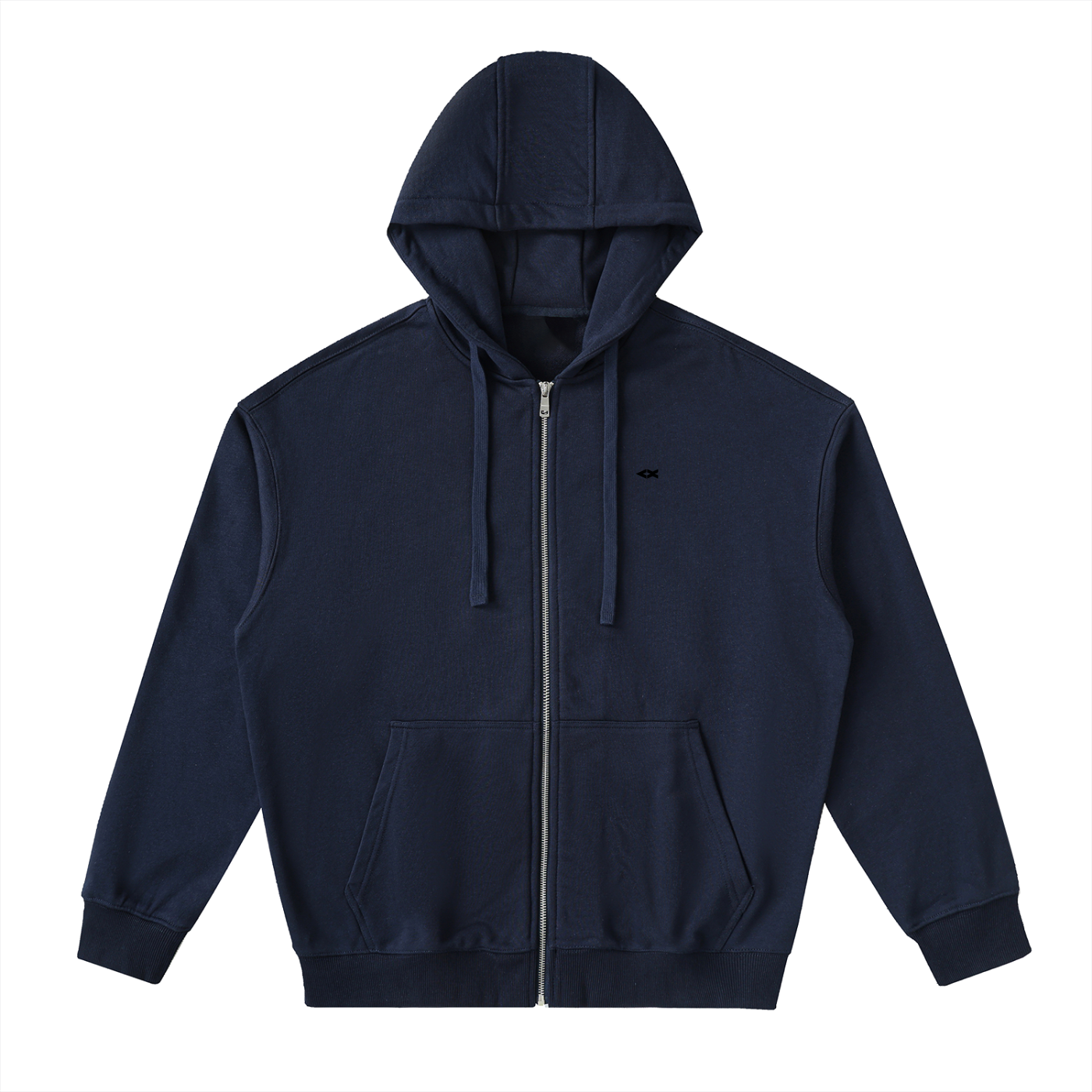 Drop-Shoulder Zip Up Hoodie