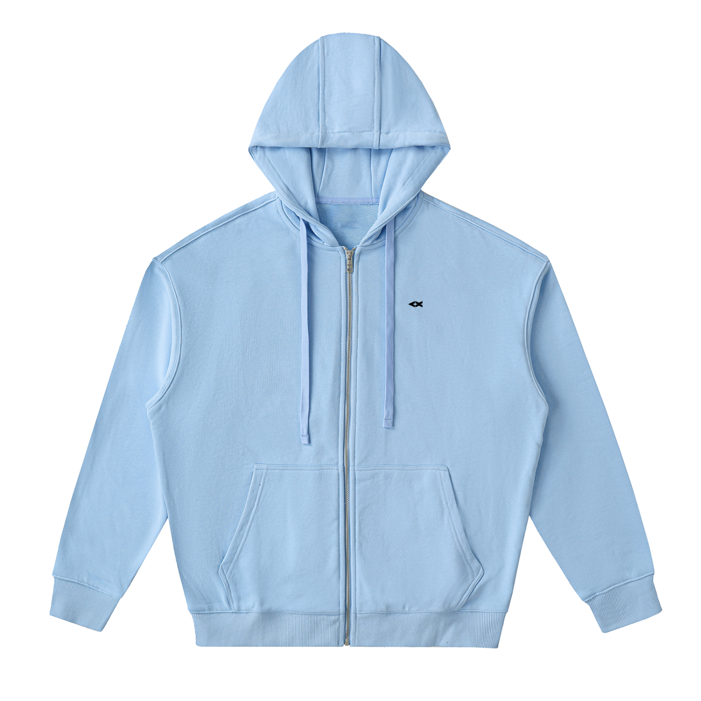 Drop-Shoulder Zip Up Hoodie