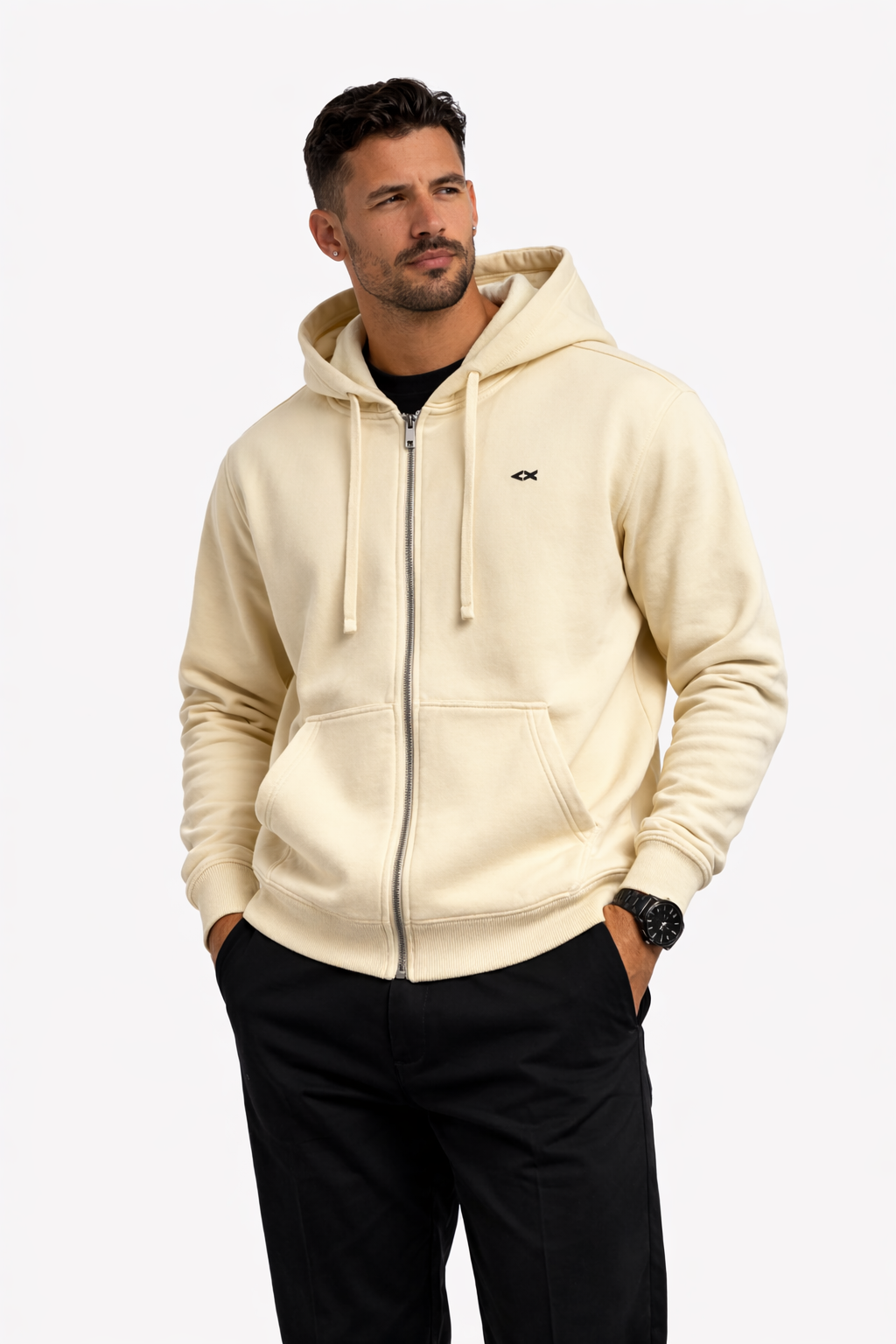 Drop-Shoulder Zip Up Hoodie