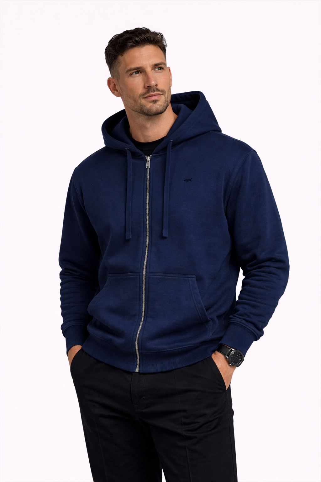 Drop-Shoulder Zip Up Hoodie