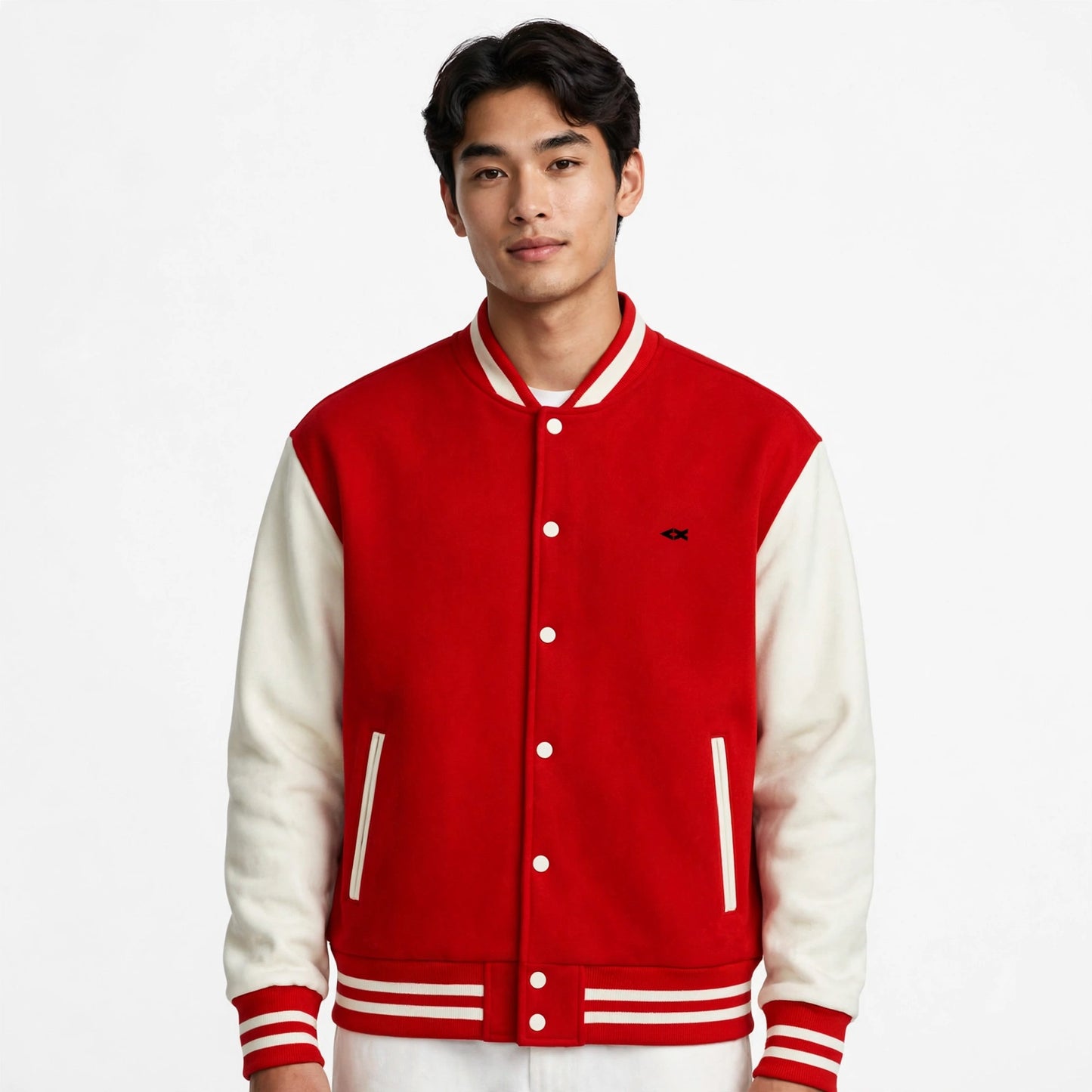 Two-Tone Fleeced Varsity Jacket