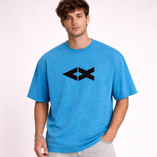 "iAM Blessed" Snow Washed Oversized Cotton T-Shirt