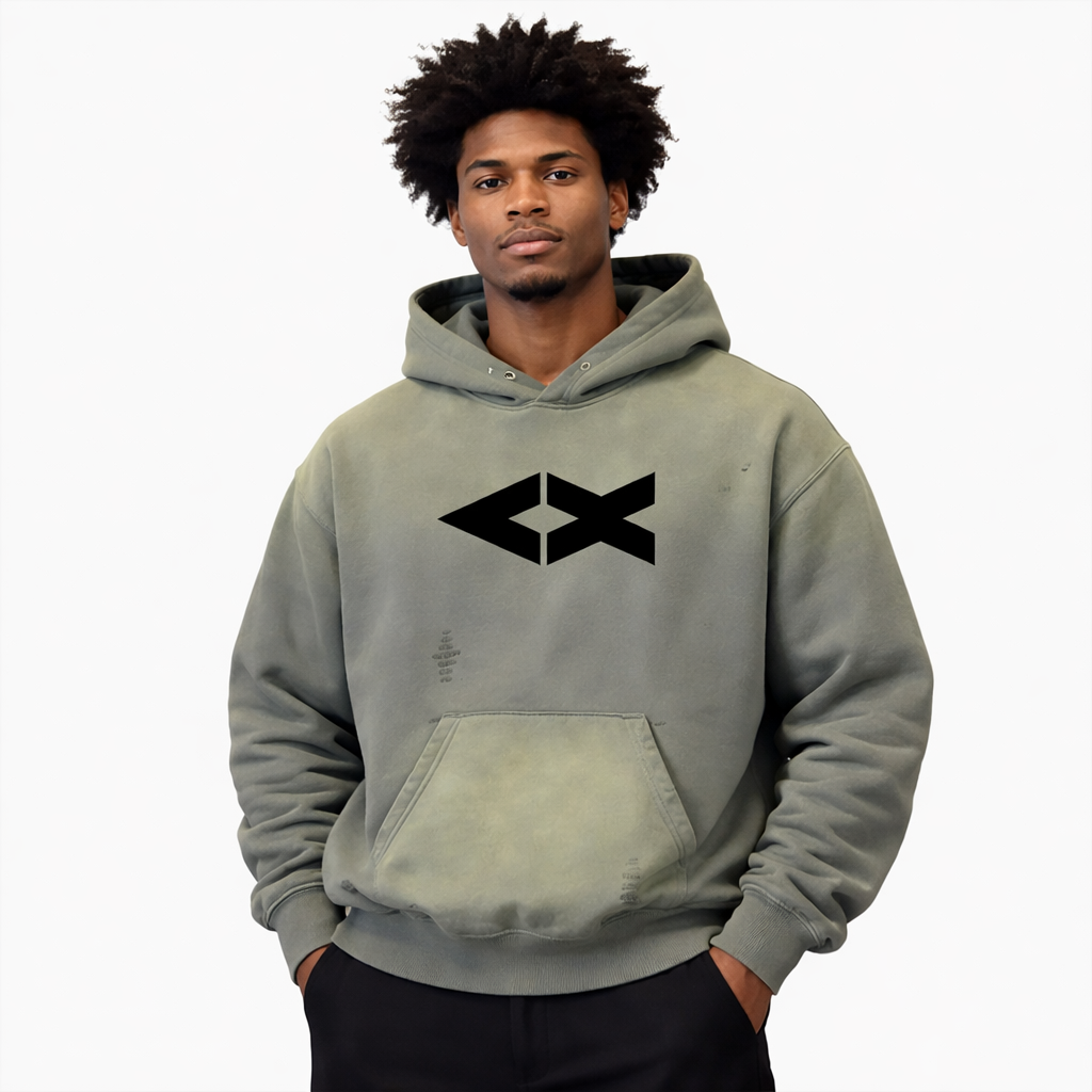 Frayed Sunfade Boxy Fleece Hoodie