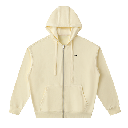 Drop-Shoulder Zip Up Hoodie