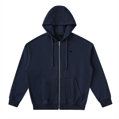 Drop-Shoulder Zip Up Hoodie
