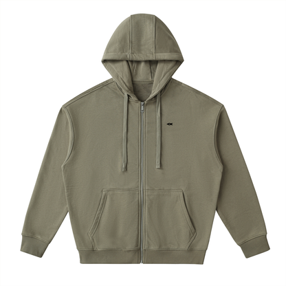 Drop-Shoulder Zip Up Hoodie