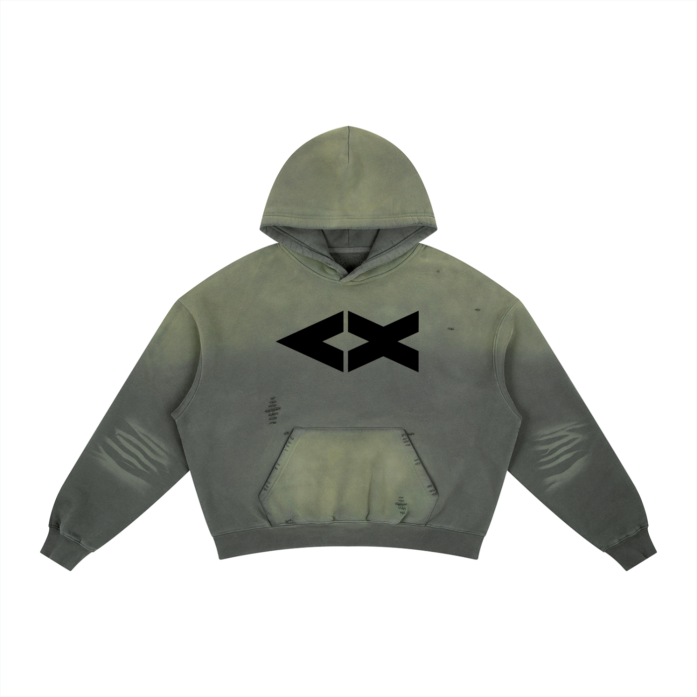 Frayed Sunfade Boxy Fleece Hoodie