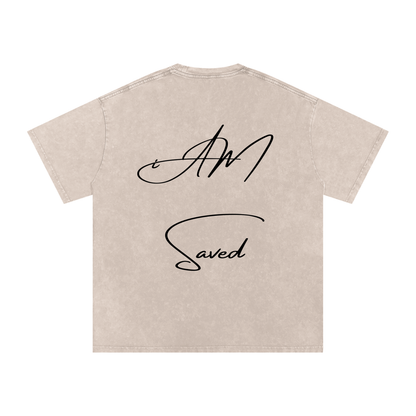 "iAM Saved" Snow Washed Oversized Cotton T-Shirt