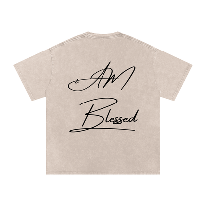 "iAM Blessed" Snow Washed Oversized Cotton T-Shirt