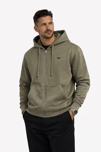 Drop-Shoulder Zip Up Hoodie