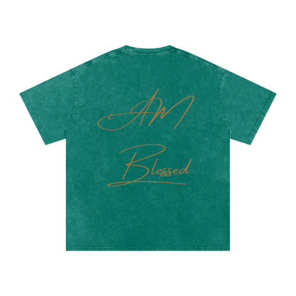 "iAM Blessed" Snow Washed Oversized Cotton T-Shirt