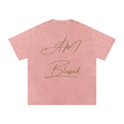 "iAM Blessed" Snow Washed Oversized Cotton T-Shirt