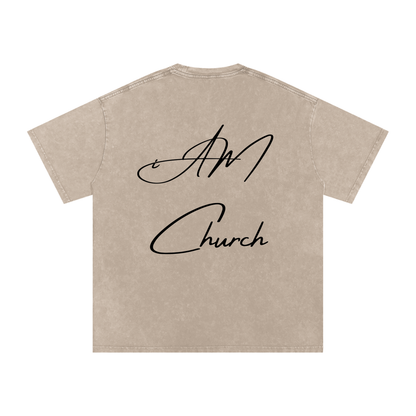 "iAM Church" Snow Washed Oversized Cotton T-Shirt