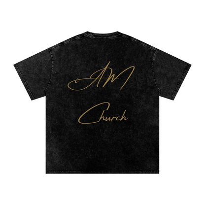 "iAM Church" Snow Washed Oversized Cotton T-Shirt