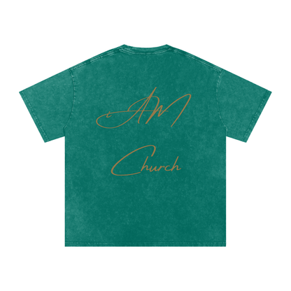 "iAM Church" Snow Washed Oversized Cotton T-Shirt